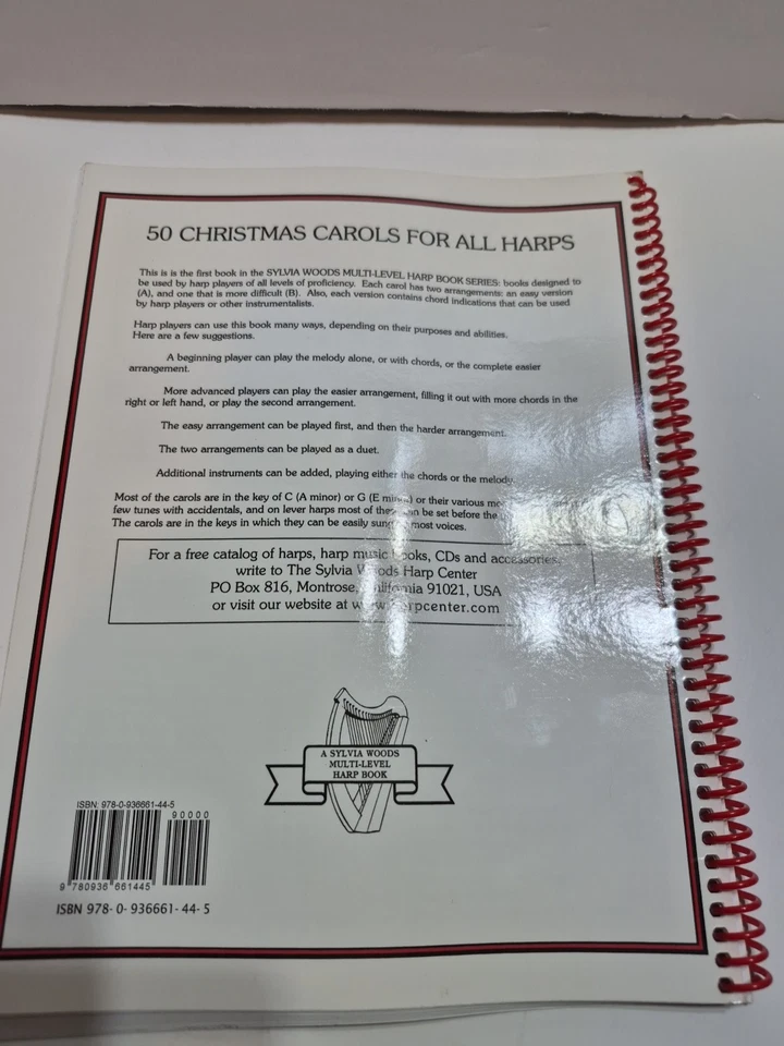 50 Christmas Carols for All Harps: Harp Solo Sylvia Woods Spiral Bound Excellent - Image 2 of 4