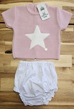 COTTON-BEB Baby Girl 2-Piece Knit outfit 3M Pink Dralon Sweater bloomer NWT