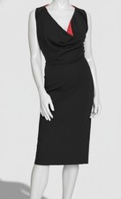 Halston Women's Black Scuba Crepe Cowlneck Sleeveless Side-Ruched Dress Size 12