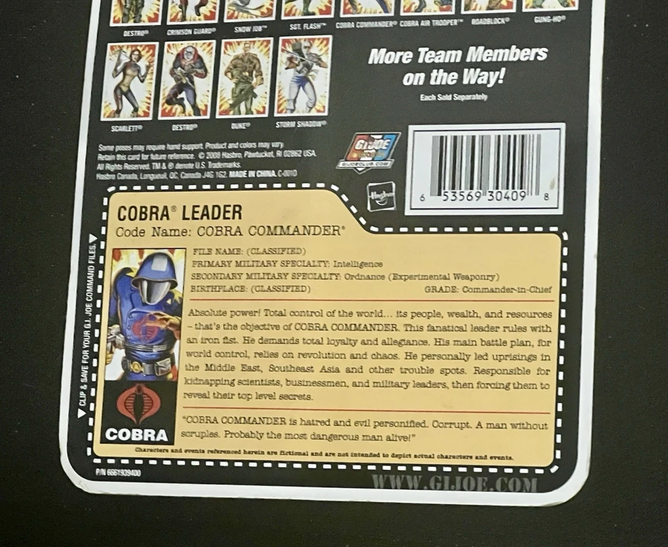 Hasbro G.I. Figura Comandante Líder Cobra Cómic Joe 25 Aniversario Nueva *COMO NUEVA* Foto 4 de 4