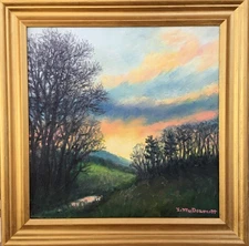 NOVEMBER NIGHT SKY - framed original oil landscape painting by K. McDermott