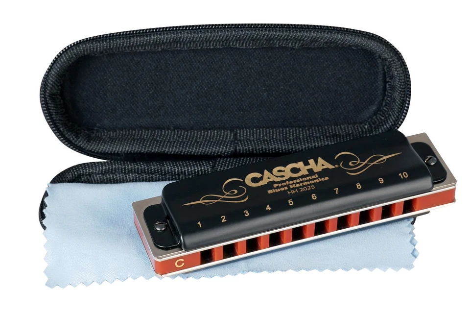 Cascha Professional Blues Mundharmonika C-Dur 10-Loch diatonisch Etui Pflegetuch - Bild 1 von 4