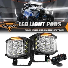 Auxbeam 5"INCH LED Work Light Cube Fog Pods Offroad Driving w/ Amber DRL ATV UTV