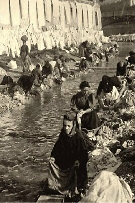 1908 Wäschetag Frauen Wäsche waschen schönes Frankreich Bild Foto 4x6