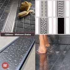 Stainless Steel Linear Shower Drains 1200mm(w) Wetroom Bathroom Channel Gullies