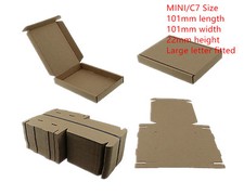 50x BROWN C7 MINI BOX 101x101x22mm ROYALMAIL LARGE LETTER POST CARDBOARD PIP 4U