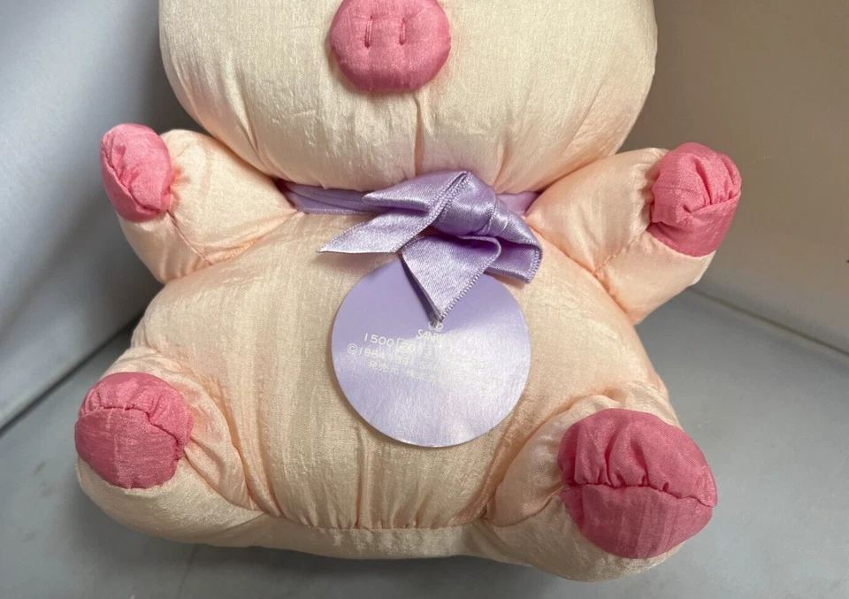 Vtg 9" PUFFALUMP PINK PIG PLUSH NYLON SANRIO ZASHIKIBUTA NEW WiTH TAGS RARE 1991 - Image 3 of 4