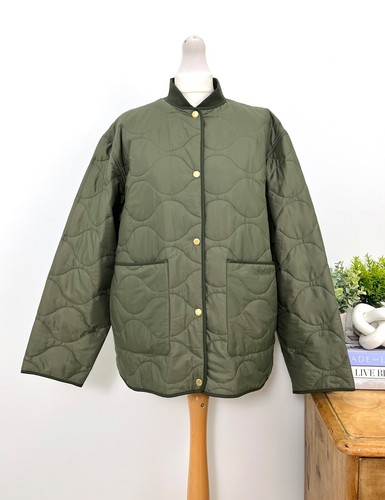 BARBOUR Olive Heidi Quilted Coat Size UK 16 EU 42 USA 12 XL Net a Porter Quilt