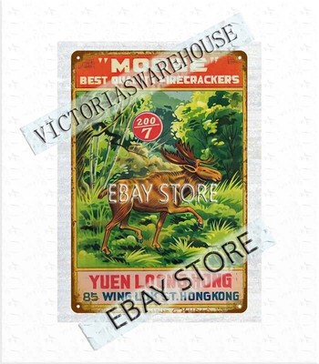 moose firecracker firework metal tin sign advertising wall art bedroom
