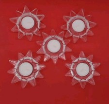 Lot 5 Partylite Flaming Star Glass Tealight Candle Holders 3"