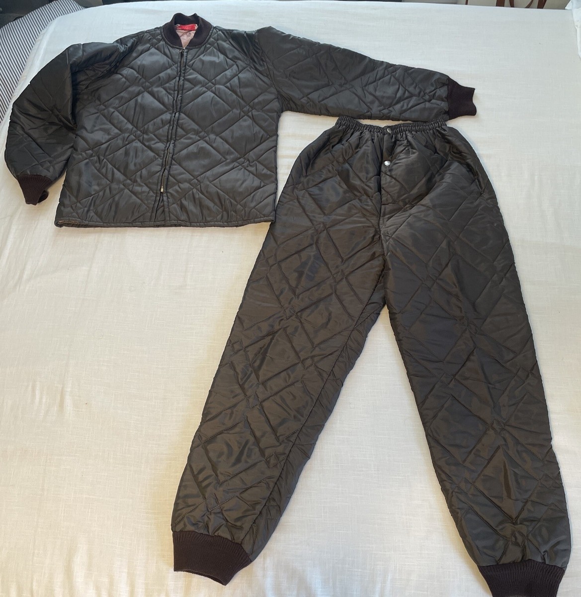 Thermal Twins By Samco Brown Jacket Pants Set Size Small Vintage  