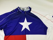 Camiseta deportiva de bicicleta Voler talla L azul blanco rojo 3/4 cremallera manga corta #5491