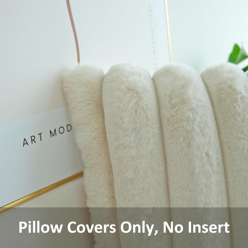 Pack of 2 Faux Fur Plush Decorative Throw Pillow Covers Couch Cushion Case Soft - Picture 2 of 7