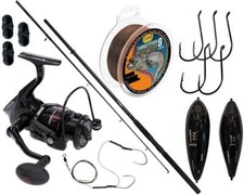 Mikado Set Catfish Waller Wels Angel Rute+Rolle+Schnur+Haken+Posen+Vorfach+Blei