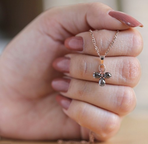 0.81 Ct Natural Mix Shape Diamond Pendant 14K Rose Gold Engagement Pendant - Picture 3 of 9