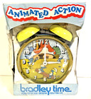 Vtg Smurf Alarm Clock Bradley 1983 Yellow Animated Action- Original Package Read