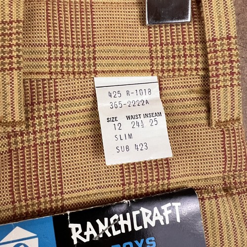 VTG 60s NWT Deadstock Penneys Ranchcraft Boys Plaid Western Trousers Sz 12 24x25 - Picture 3 of 5