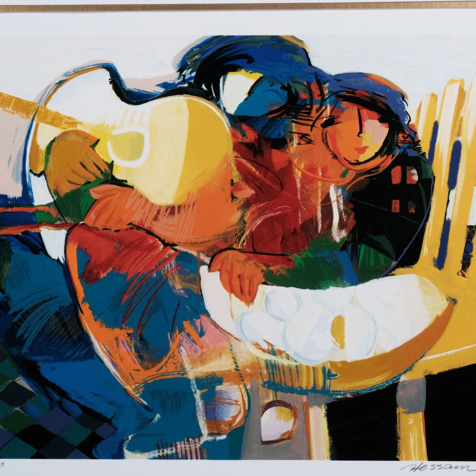 Hessam Abrishami "Figures with Guitar" Hand Signed L.E. Lithograph 187/295 - Image 3 of 4