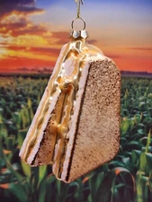 BLOWN GLASS GRILLED CHEESE SANDWICH CHRISTMAS ORNAMENT FOOD Foodie NWT