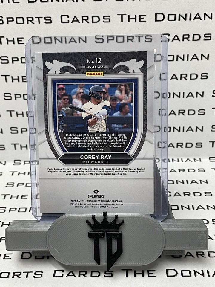 2021-22 Panini Chronicles Crusade #12 Corey Ray Purple Velocity Rookie ...