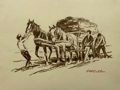 Karl Freede 1908-2000 Leer Fuhrwerk Torftransport Torfabbau Ostfriesland
