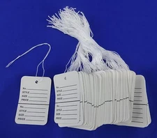 500 White Strung Garment Merchandise Price Tags Small