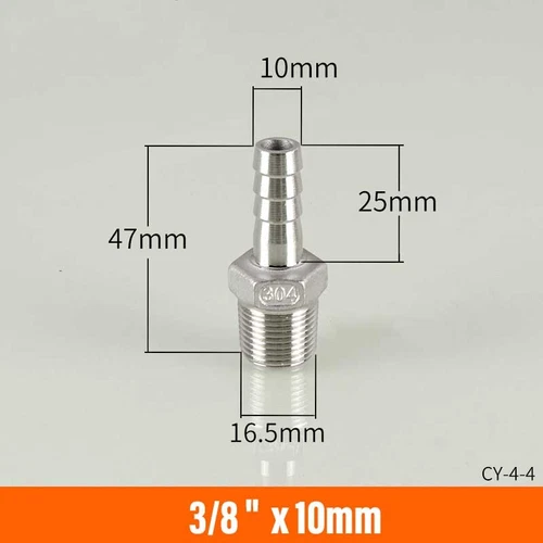 Stainless Male Thread Pipe Fitting x Barb Hose Tail Connector BSP 1/8" to 4" - Bild 18 von 86