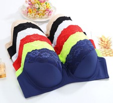 UK Plus Size Women Lace Padded Underwired Push up Multiway Strapless Bra 36-46