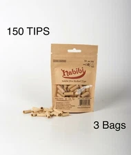 150 Habibi Pre-Rolled Paper Tips, Unbleached, Unrefined and Raw Filters, Ø7mm