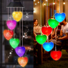 Solar Lights Mobile Heart Colour Changing Garden Patio Terrace Balcony Gazebo