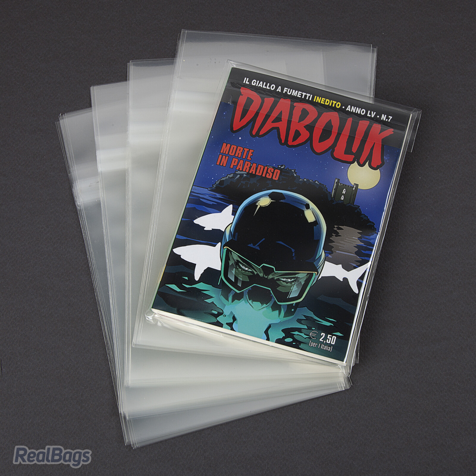 100 Buste per fumetti DIABOLIK in PPL mm 130x180+45 My60 con adesivo