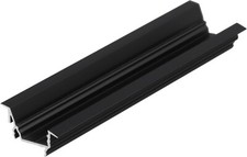 2m T1D LED profile extrusion channel, black anodized alu., diffuser, strip light