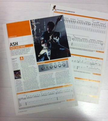 Ash - Tim Wheeler - Liedblatt Akkorde BURN BABY BURN 2004 Spielen lernen! Gitarre.