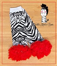 Girls Zebra Print Leg Warmers with Red Ruffles, Baby Toddler, Free Shipping