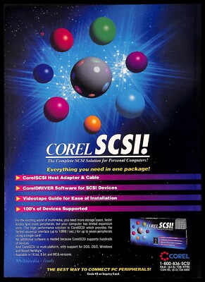 1992 Corel SCSI PRINT AD Retro Computers PC Software Adapter | eBay