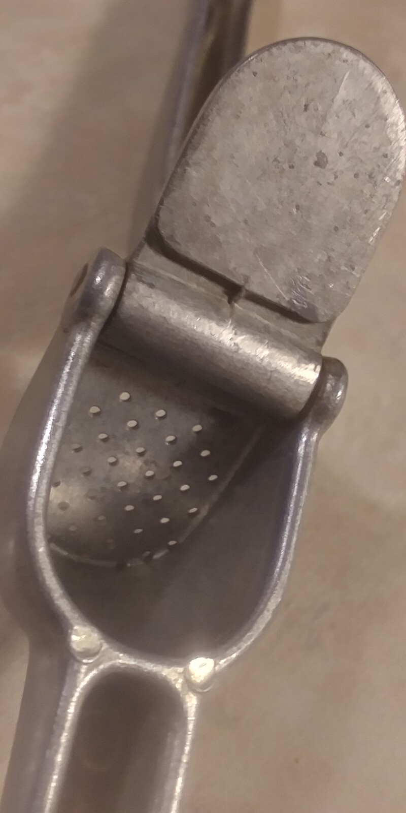 VINTAGE Cast Aluminum Garlic Press Made in Italy 6" long/11" long