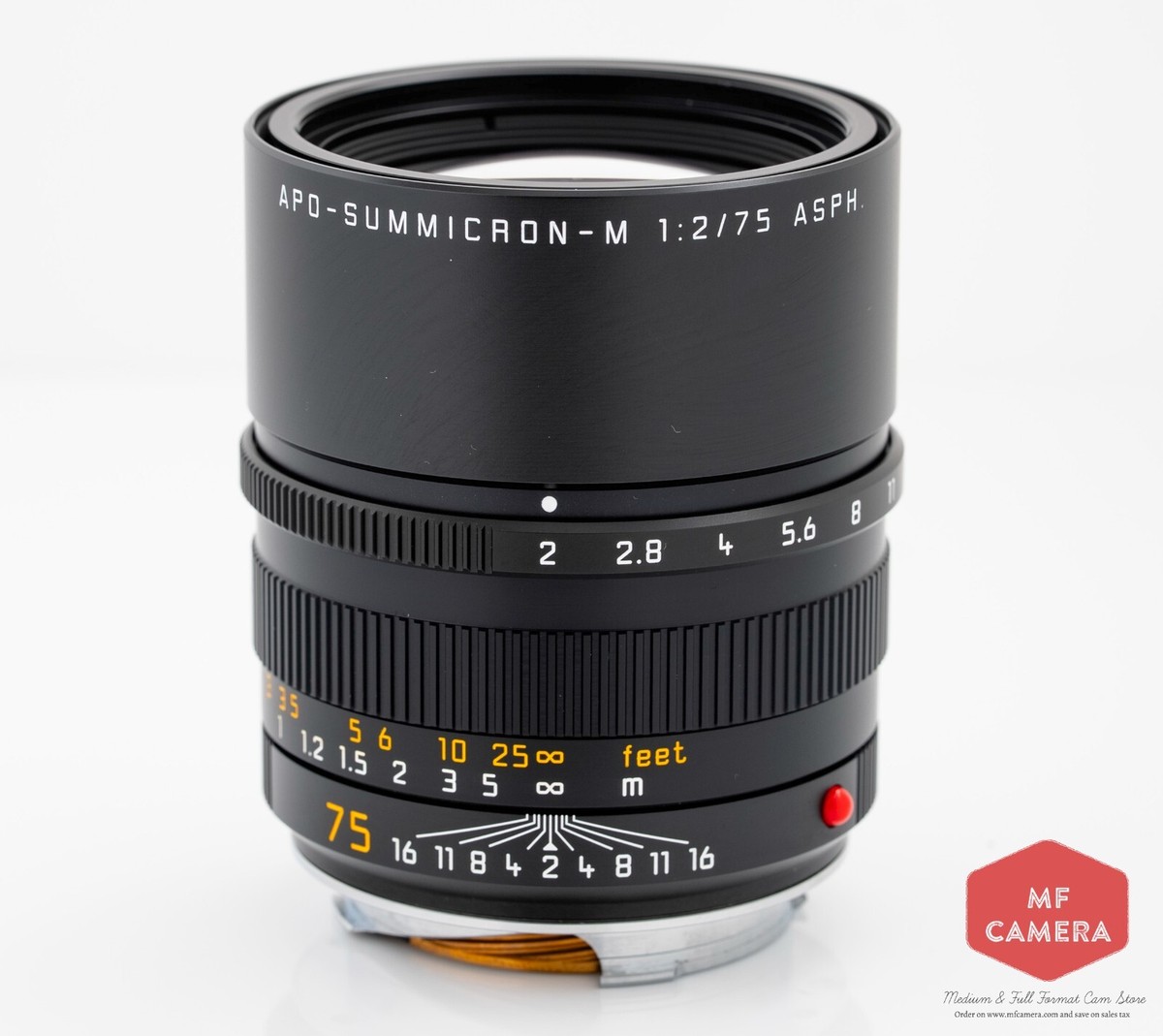 Leica APO-Summicron-M 75mm F/2 ASPH. Lens Black #11637. 6bit