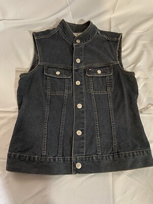 Tommy Hilfiger Y2K Sleeveless Women s Snap Button Denim Jean Jacket Size Small