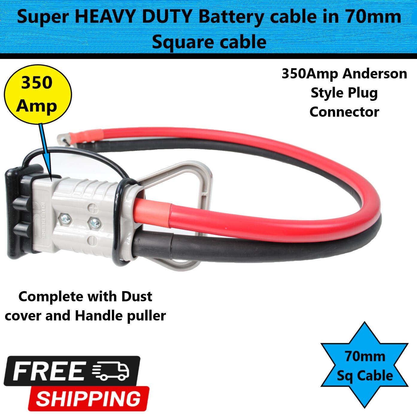 350Amp Anderson Style Plug to 70mm Battery Lugs 00B&S Jump Start