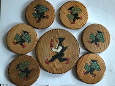 7 Weinuntersetzer,aus Holz,eingebrannte Motiv...