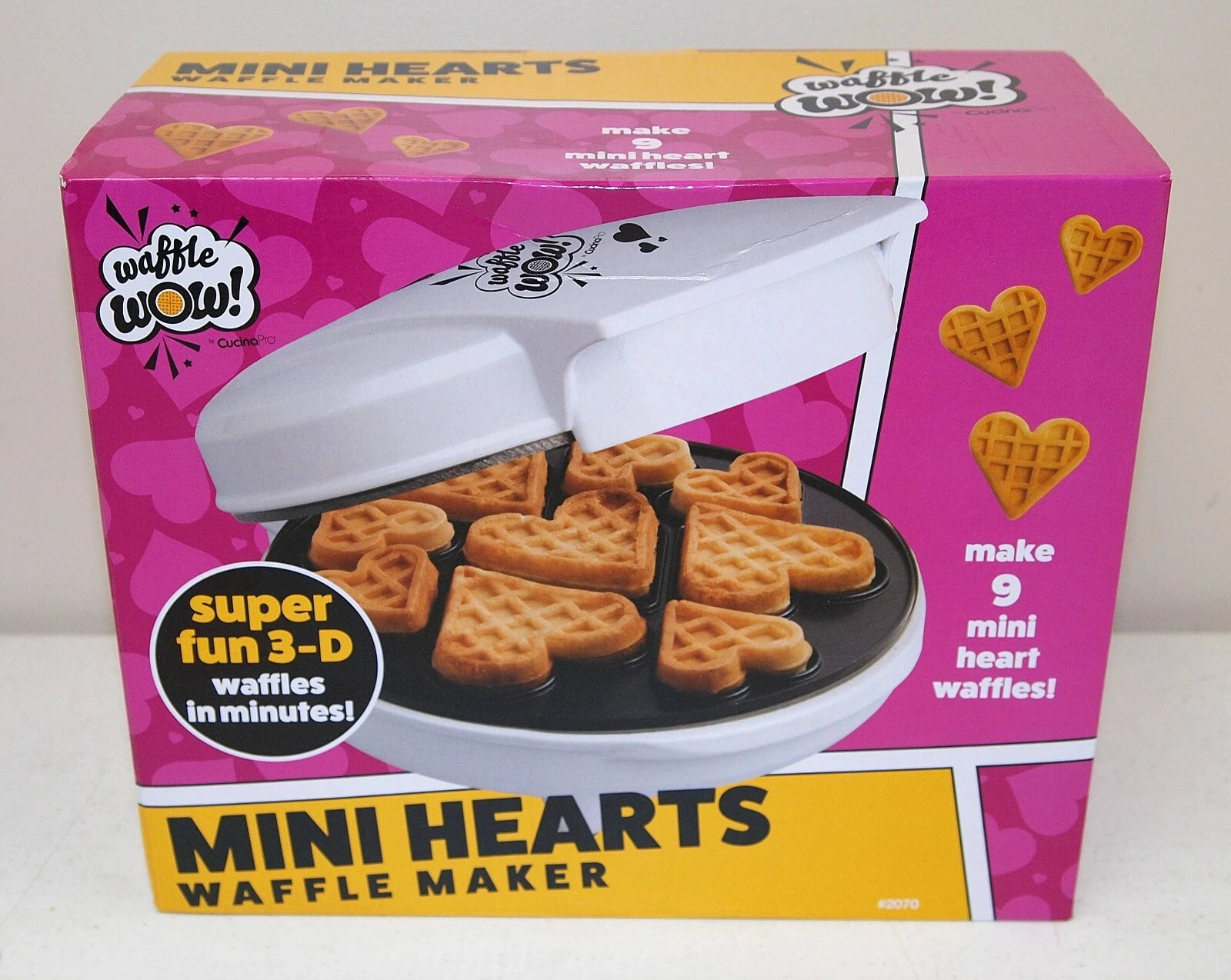New! "MINI HEARTS WAFFLE MAKER" Make 9 Heart Shaped Waffles! (Electric Nonstick)