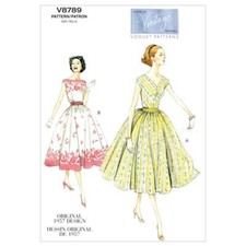 Schnittmuster Vogue 8789 bezauberndes Vintagekleid 50er Jahre Gr. 32-48