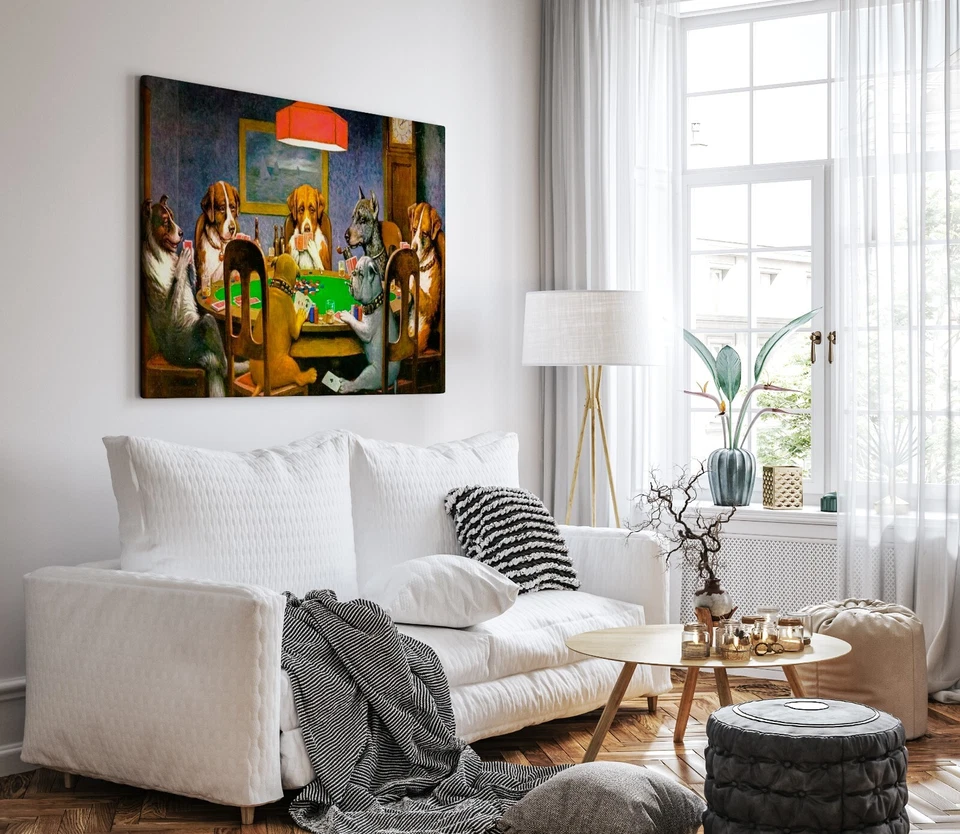 Hunde Poker Leinwandbilder Spielen Tiere Wandbild Art Leinwand Bild XXL Kunst - Bild 3 von 4