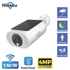 Hiseeu 4MP 5G Wireless Wifi Solar Battery Powered Security Camera System Outdoor