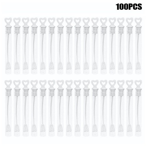 60pcs / 100pcs Heart Shaped Transparent Wand Tube Empty Bubble Soap Bottles NEW - Picture 2 of 9