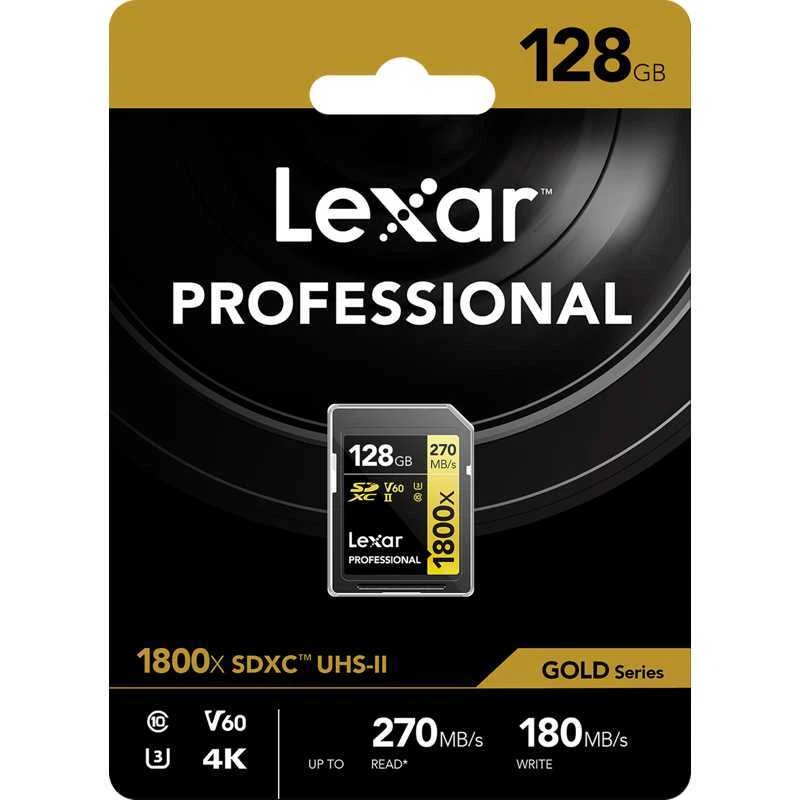 Lexar Professional 1800x Gold Series 64GB/128GB/256GB SDXC UHS II V60 Memory -UK - Image 2 of 4