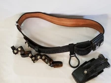 Vtg 4021U Dutyman Full Grain Leather Police Black Belt Sz 44