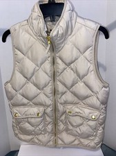 Women's Woolrich Quilted Duck Down Puffer Vest Ivory/Beige, Sz Medium Excellent 