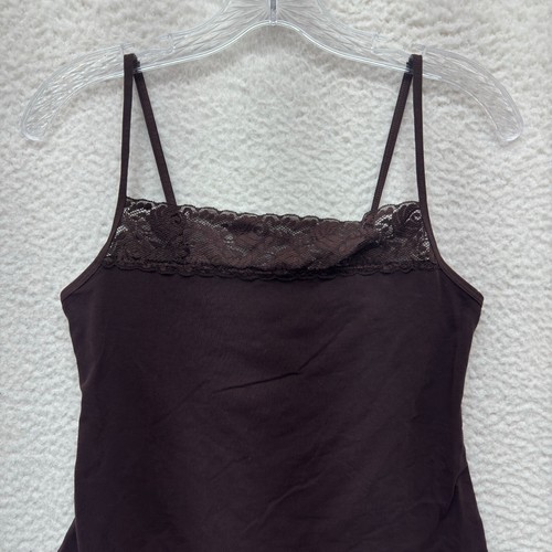 Y2K Vintage Camisole Tank Top Medium Brown Lace Whimsigoth Boho Fairy Grunge - Picture 3 of 7