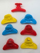 Lot of 7 Vintage Plastic Pin Up Hair Clips Barrettes Hats Bonnets Bunny